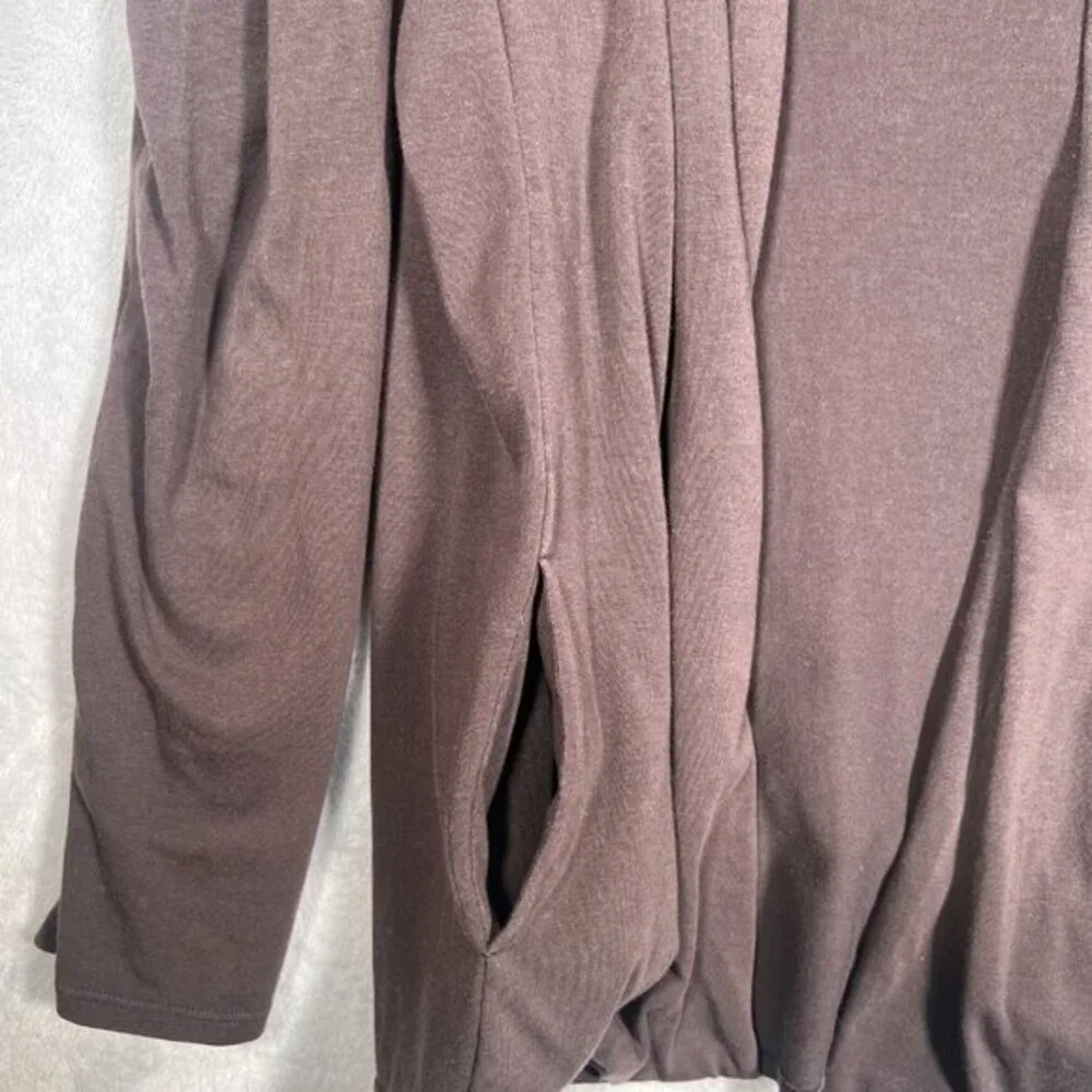 Eileen Fisher Cardigan Womens M Brown Hooded Open Front‎ Sweater Pockets Comfy